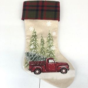 HangRight Christmas Stocking Red Truck Bringing Home Christmas Tree